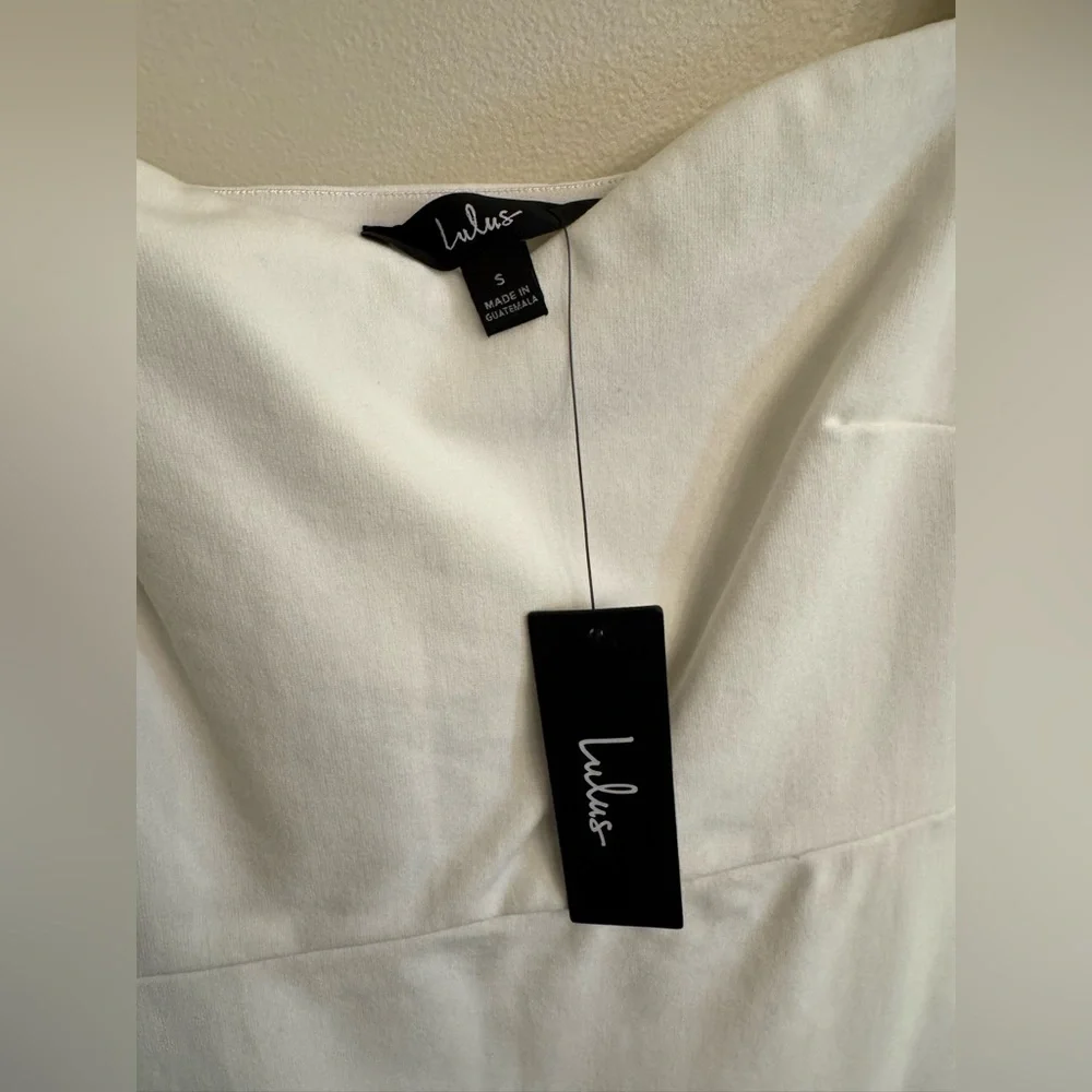 NWT Lulu's How Much Do I Care Ivory Off The Shoulder Midi Dress - Picture 2 of 7